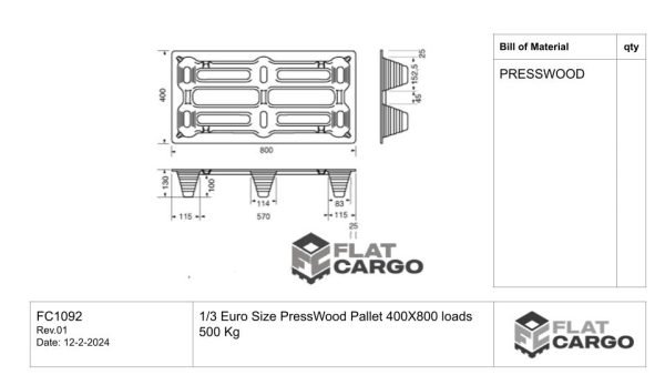 1/3 Euro Size PressWood Pallet 400X800 loads 500 Kg - Image 2
