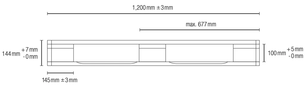Side view of a 1200mm Euro Pallet