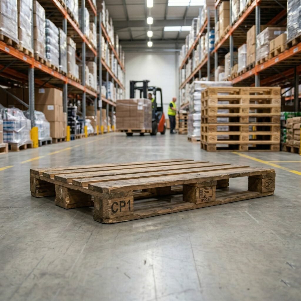 Wooden CP chemical pallet used for industrial transport and handling