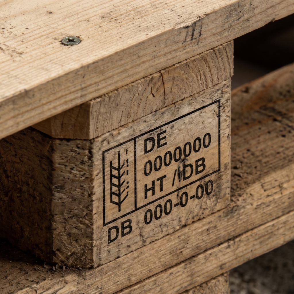 Illustration of wooden transport packaging associated with ISPM 15 export requirements