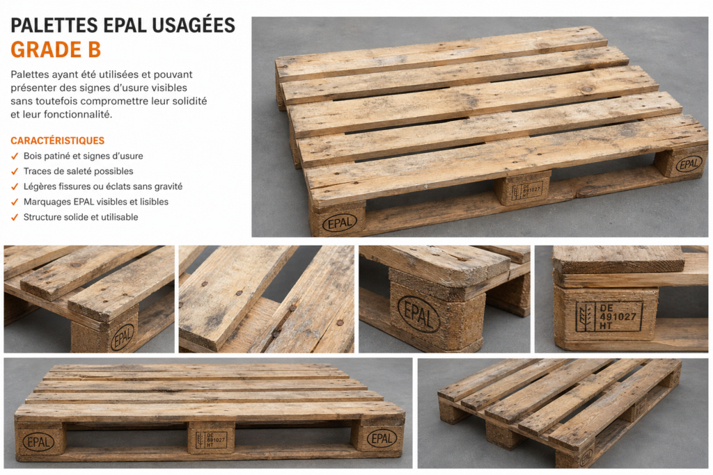 Palettes EPAL usagées Grade B