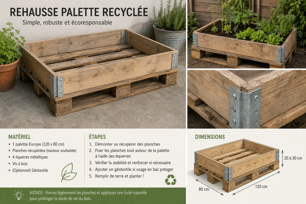 Rehausse palette recyclée