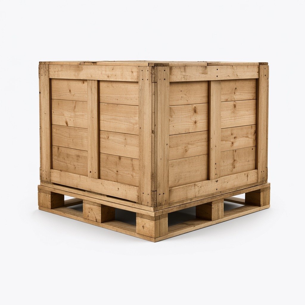 caisse en bois avec palette pour logistique
