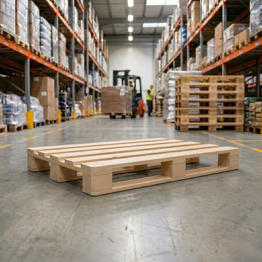Lightweight one-way wooden pallet for transport and shipping