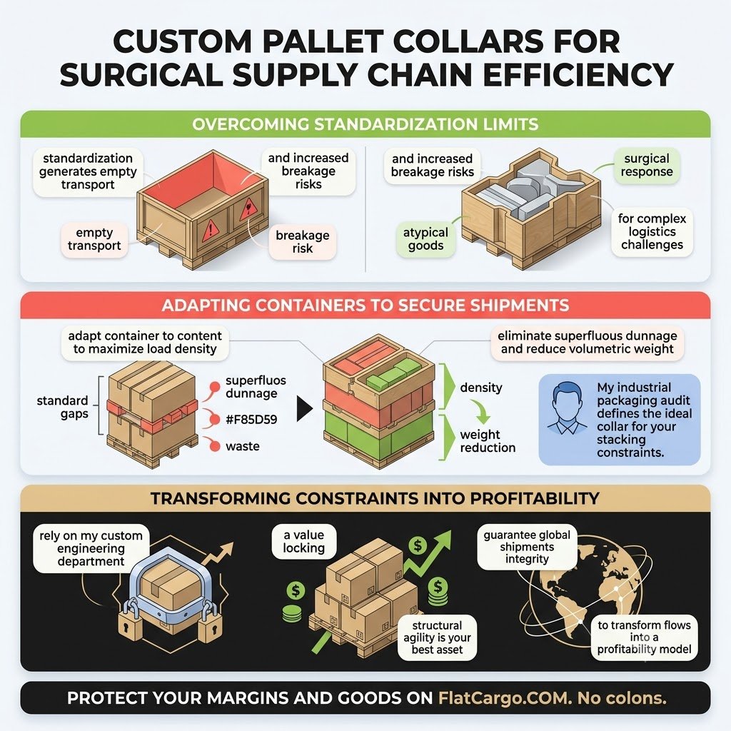 Infographie stratégique Flat Cargo en format carré, intitulée 'THE ULTIMATE SHIELD FOR INDUSTRIAL TRANSPORT'. Elle illustre comment les caisses en contreplaqué ultra-résistantes agissent comme le bouclier ultime pour votre logistique lourde. Le visuel détaille trois piliers : une fiabilité inébranlable avec une résistance maximale à la perforation et à la torsion pour la stabilité logistique ; l'optimisation du TCO et l'éco-conception pour réduire vos coûts de fret ; et le dépassement des défis de manutention lourde grâce à une analyse d'expert pour sécuriser votre budget. Propulsez votre logistique lourde vers de nouveaux standards de sécurité sur flatcargo.com.