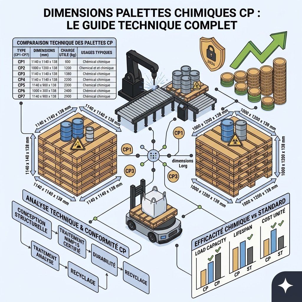 Dimensions palettes chimiques CP