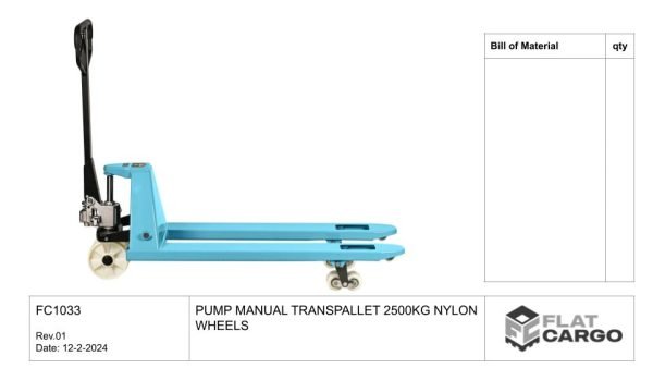 PUMP Manual transpallet  2500KG NYLON WHEELS - Image 5