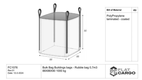 Bulk Bag Buildings bags - Rubble bag 0,7m3 88x88x90 1000 kg - Image 3