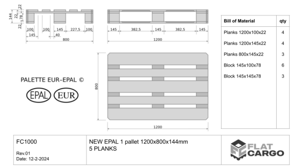 Palette EPAL 1 NEUVE 1200x800 – Image 3