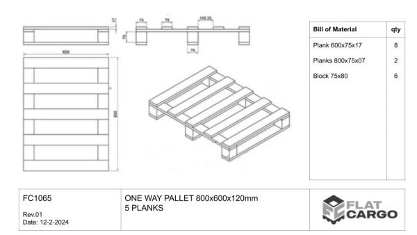 ONE WAY PALLET 800x600x120mm - 5 PLANKS - Image 4