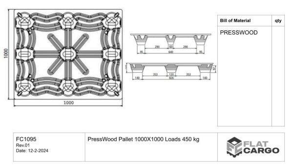 PressWood Pallet 1000X1000 Loads 450 kg - Image 2