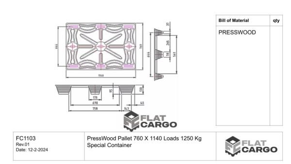 PressWood Pallet 760 X 1140 Loads 1250 Kg Special Container - Image 2