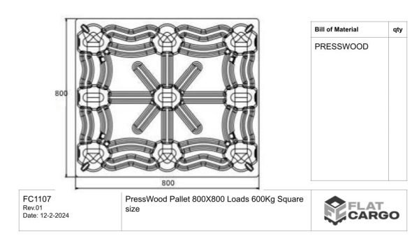 PressWood Pallet 800X800 Loads 600Kg Square size - Image 2