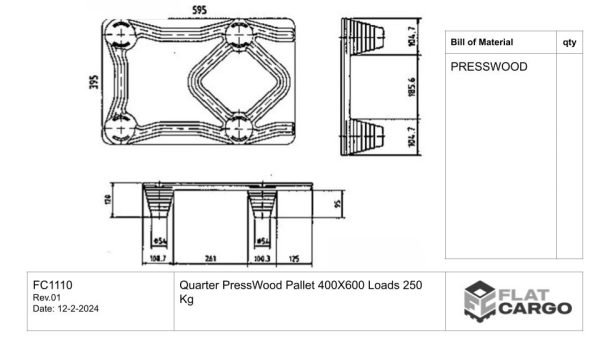 Quarter PressWood Pallet 400X600 Loads 250 Kg - Image 2