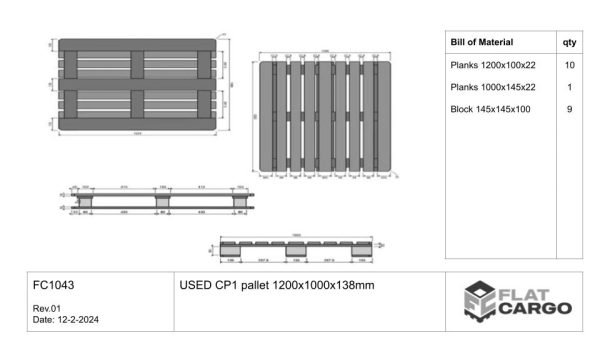 USED CP1 pallet 1200x1000x138mm - Image 3