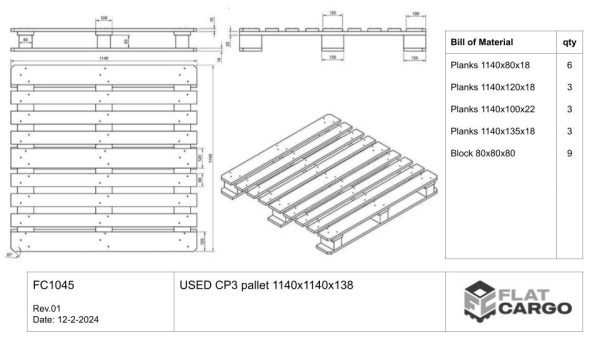 USED CP3 pallet 1140x1140x144 - Image 3