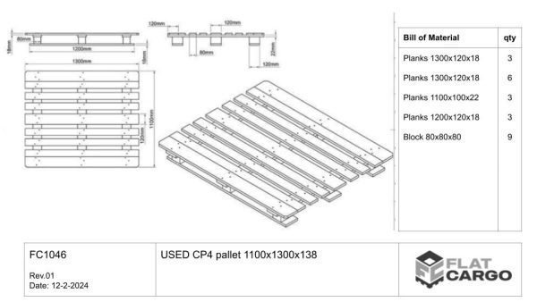 USED CP4 pallet 1100x1300x144 - Image 3