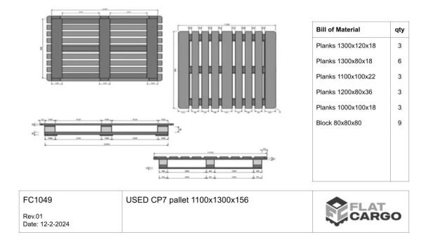 USED CP7 pallet 1100x1300x144 - Image 3