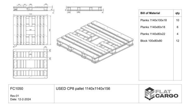 USED CP8 pallet 1140x1140x144 - Image 3