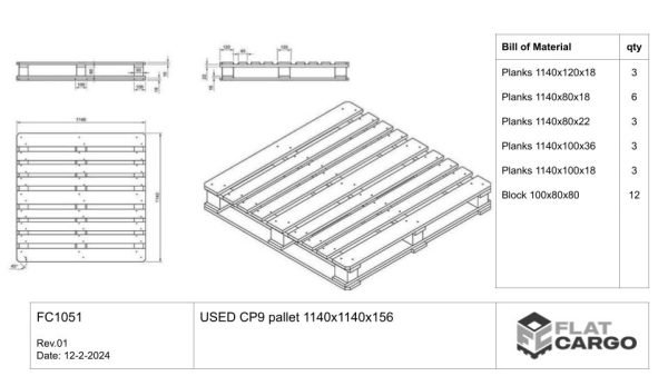 USED CP9 pallet 1140x1140x144 - Image 3