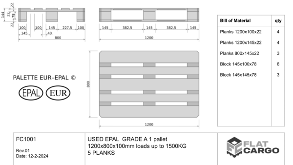 Used EPAL 1 pallet GRADE A 1200x800 - Image 4