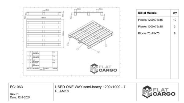 USED ONE WAY semi-heavy 1200x1000 - 7 PLANKS - Image 3