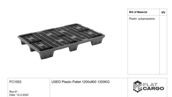 USED Plastic Pallet 1200x800 1200KG - Image 3