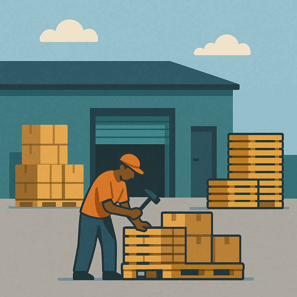 Tri et réparation des palettes usagées dans les dépôts de Toulouse